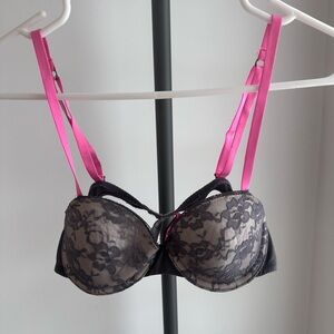 La SENZA Grey and Pink Lace Bra